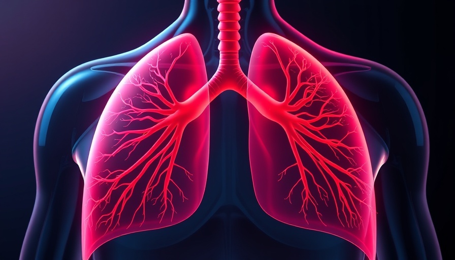 Illustration of human lungs highlighting lung fibrosis reduction