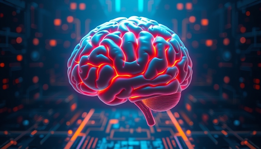 Futuristic neon brain illustrating AI in Alzheimer's treatment.