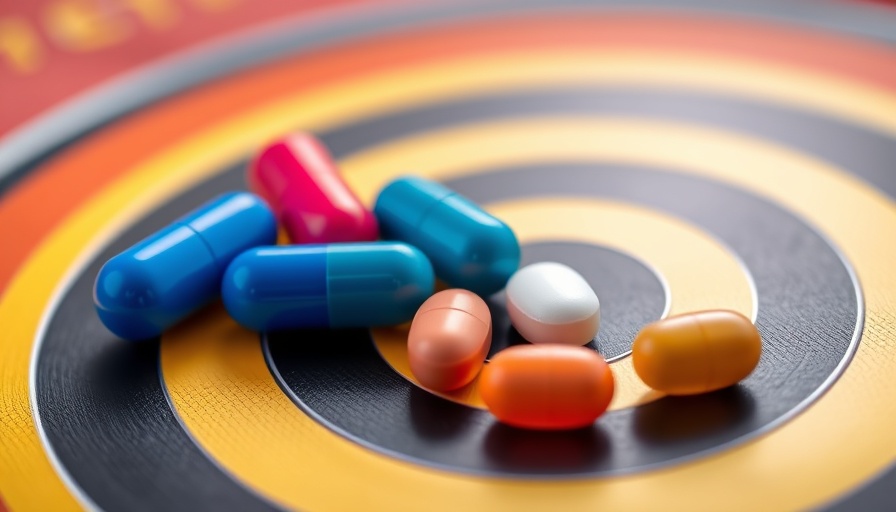 FDA-approved drug combo Alzheimer's treatment represented by pills on dartboard.