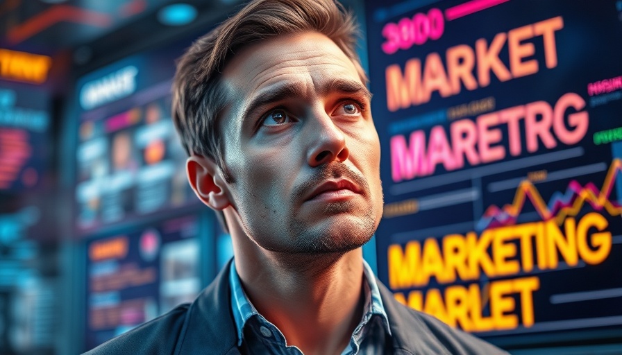 Futuristic marketing trends illustration with focused man