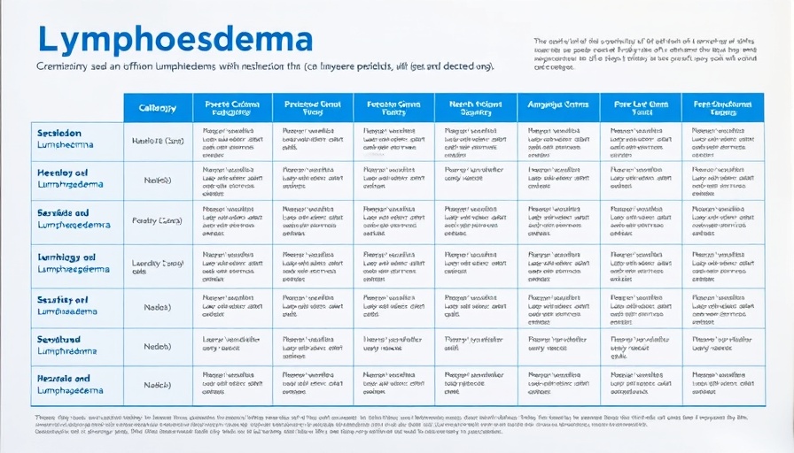Scientific table on cellular rejuvenation and lymphedema mechanisms.