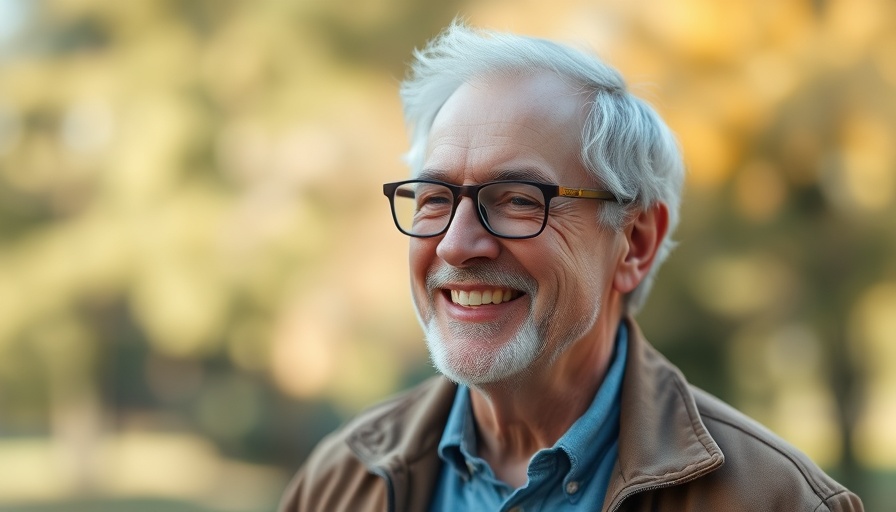 Smiling older man outdoors in casual attire.