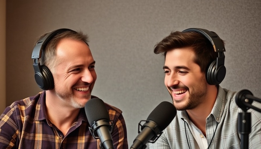Two men discussing productivity and habits in podcast studio.