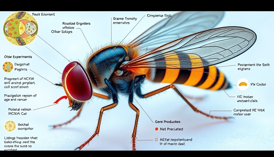 Drosophila genetic research diagram on cellular health and longevity.