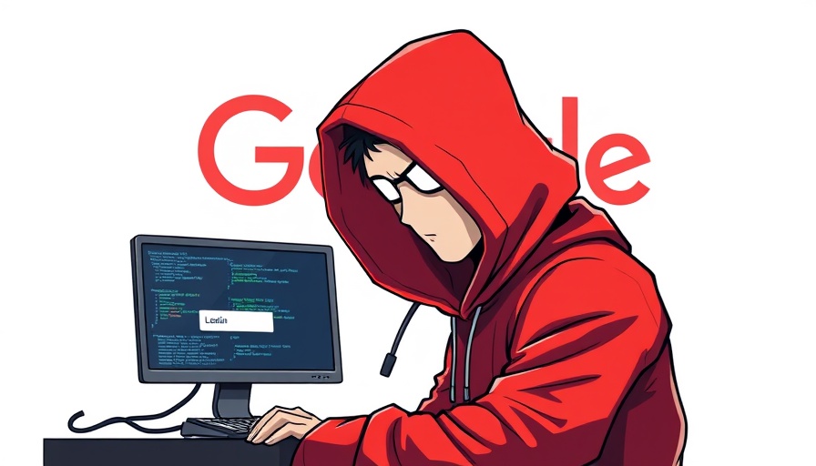 Hacker in red hoodie behind two screens with Google logo, core web vitals poisoning.
