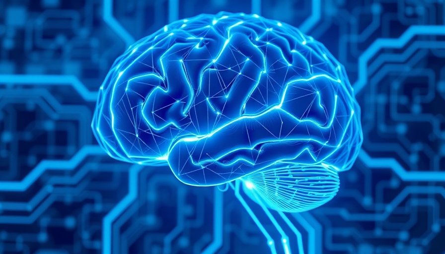 Abstract brain with digital grid and neon lines symbolizing divided brain concept.