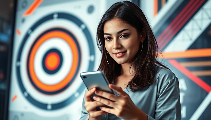 Understanding target audience for local business concept with young woman and target symbol.