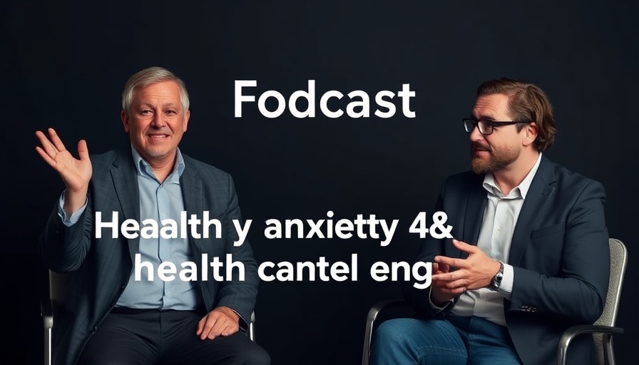 Podcast cover on health anxiety and modern technology with expert speakers.