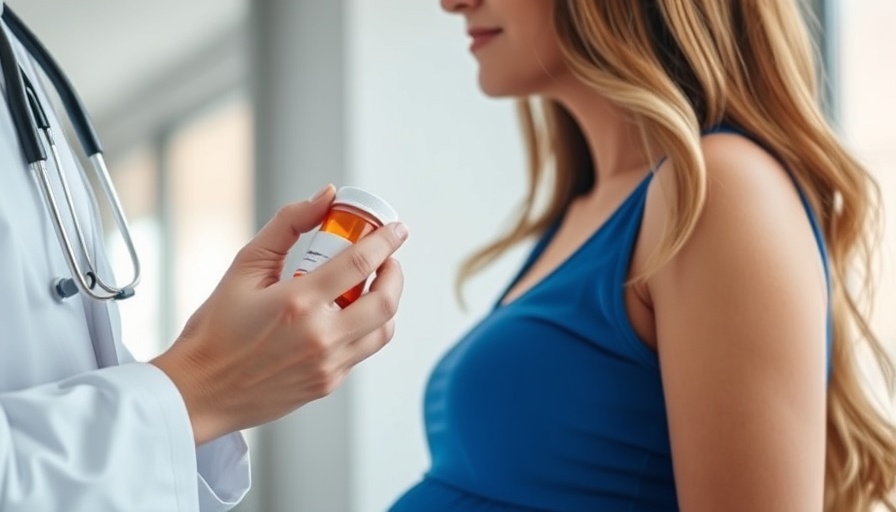 Pregnant woman consulting doctor about medication use during pregnancy.