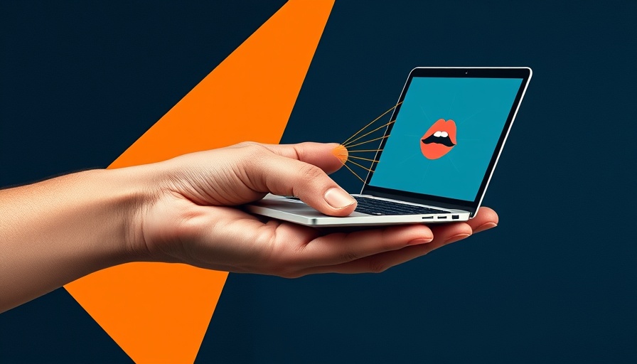 AI chatbots for marketers concept with a hand and laptop in collage style.