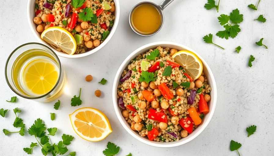 Vibrant quinoa salad bowls showcasing sensory-specific satiety concepts.