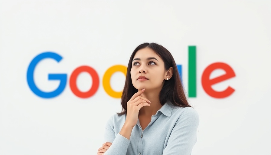 Woman pondering in front of Google logo, related to Google antitrust case.