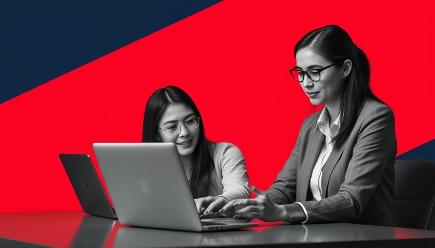 Professional women using AI project management tools on a laptop.