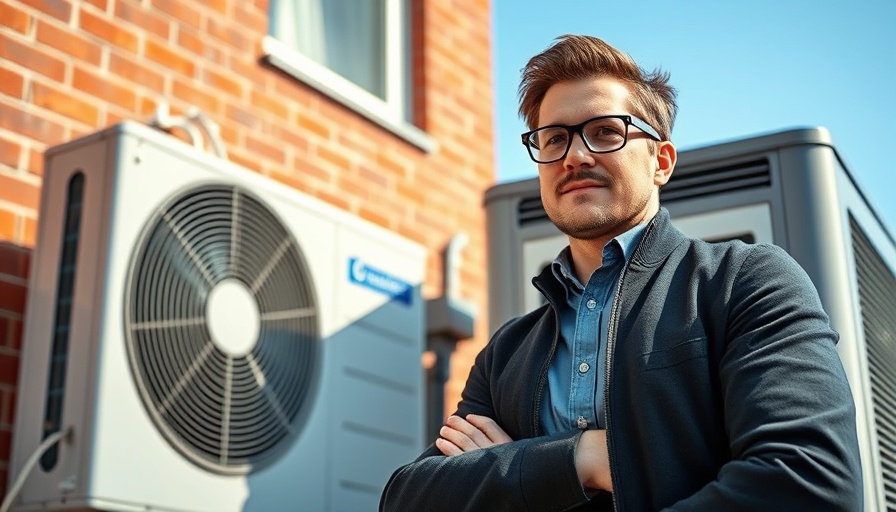 Local business marketing strategies visual with man and air conditioning unit.