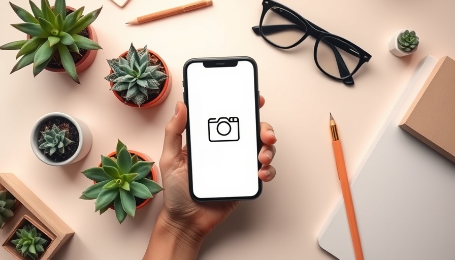 Social media SEO strategies illustrated in a minimalist flat lay with phone and stationery.