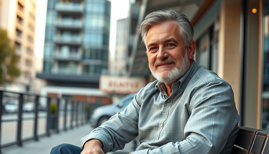 Middle-aged man enjoying bread outdoors, linked to food fermentation and longevity.