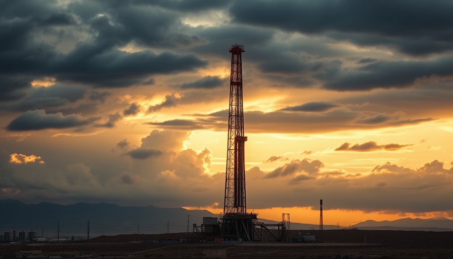 Geothermal drilling rig in desert landscape showcasing energy efficiency.