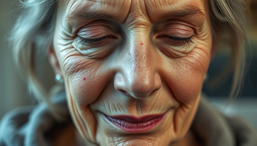 Aging woman's face highlighting skin microbiome.