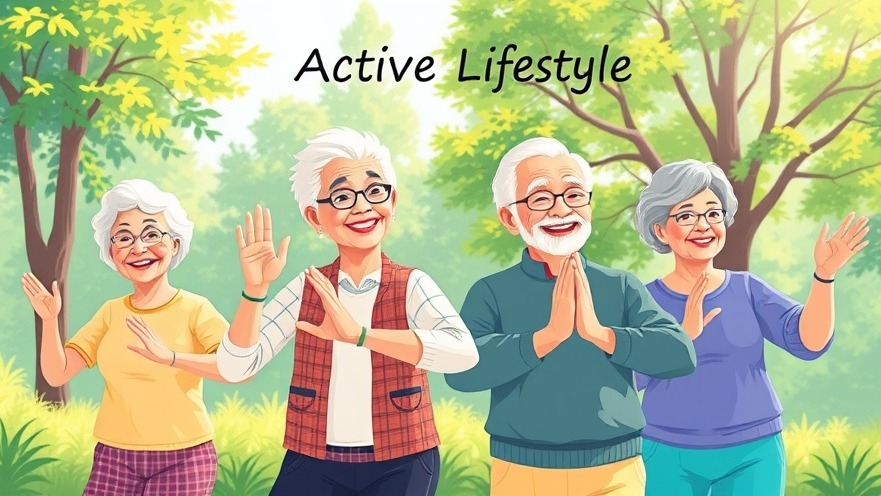 Older adults enjoying outdoor exercise, promoting physical activity in seniors with joy.
