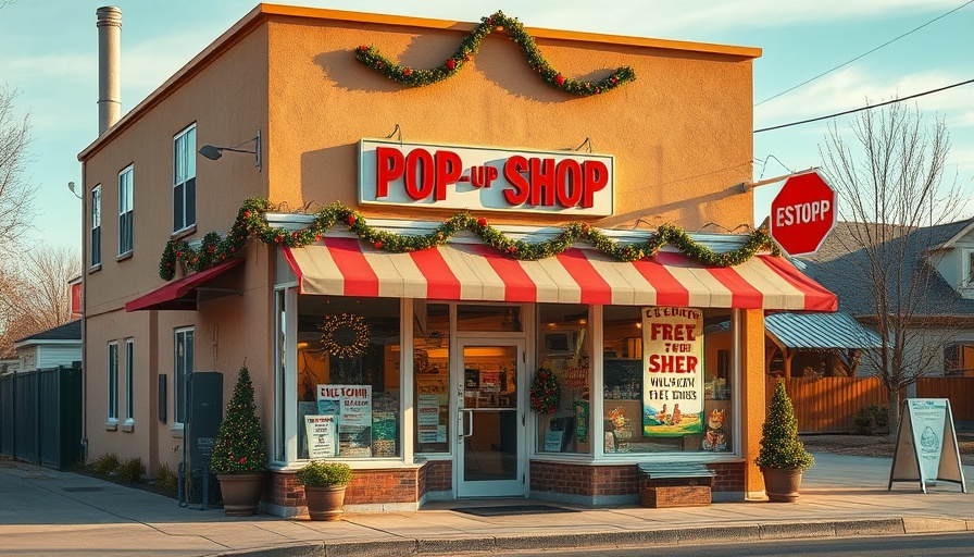 Spirit Christmas pop-up shop exterior with festive decor.