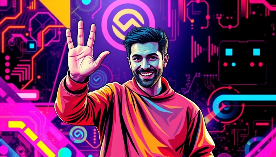 Abstract vector art of person waving with vibrant tech background, OpenAI Big Deals