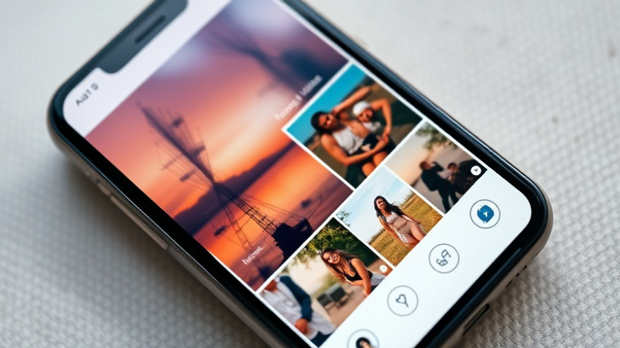 PicSee photo sharing app interface with photo gallery.