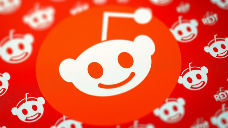 Vibrant Reddit logo with alien mascot pattern, AI-Powered Search concept.