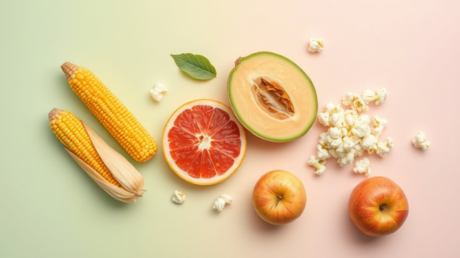 Colorful display of healthy foods on pastel backgrounds for 1,800-Calorie Diabetes Diet.
