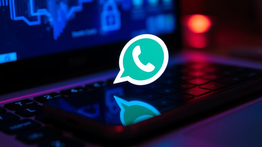 Close-up of WhatsApp icon magnified over laptop, NSO Group Blocked from WhatsApp.