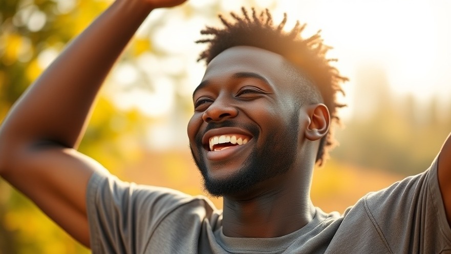 Vibrant young man stretching in the morning, embodying financial productivity and success.