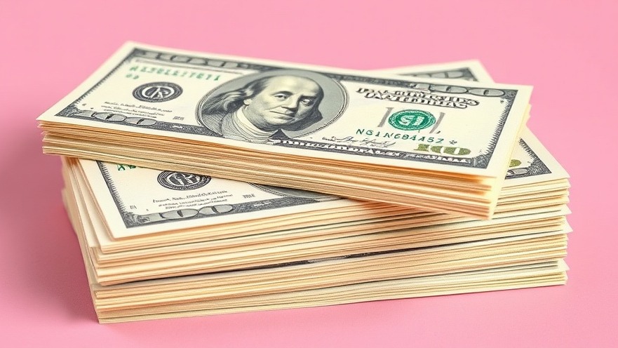Photorealistic US dollar bill stacks on a pastel pink background, symbolizing earning extra income.
