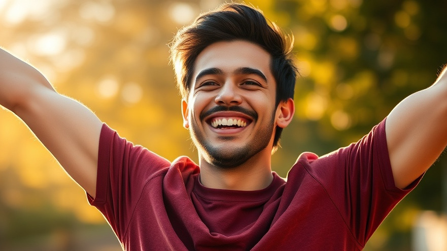 Vibrant young man stretching in the morning, embodying financial productivity and success.