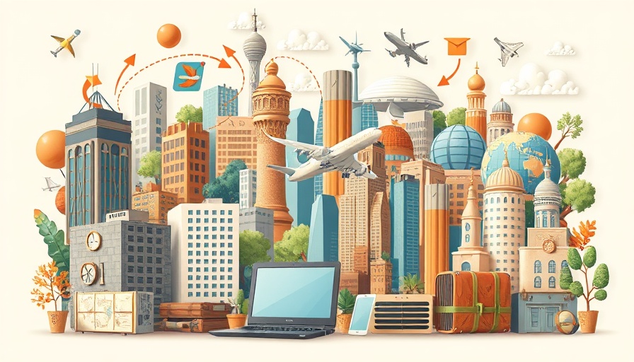 Illustrative collage of work and travel themes symbolizing return-to-office impact.