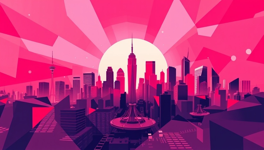 Stylized Columbus skyline with abstract geometric background, June 2025 events.