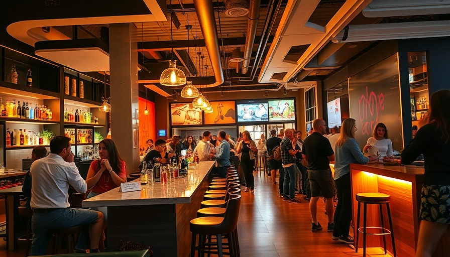 Stylish Law Bird cocktail bar in Columbus with patrons enjoying drinks.