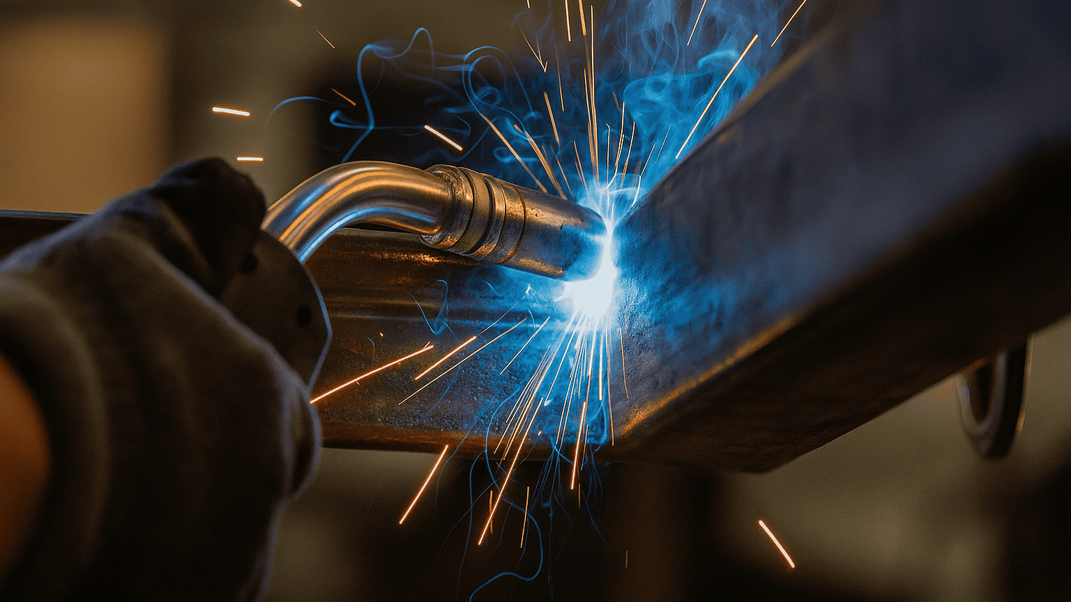 Sparks from metal welding; Worthington Enterprises acquisition.