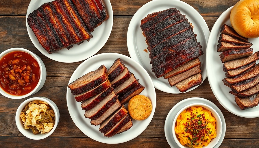 Barbecue spread on rustic table for Western-Themed Weekend in Columbus.