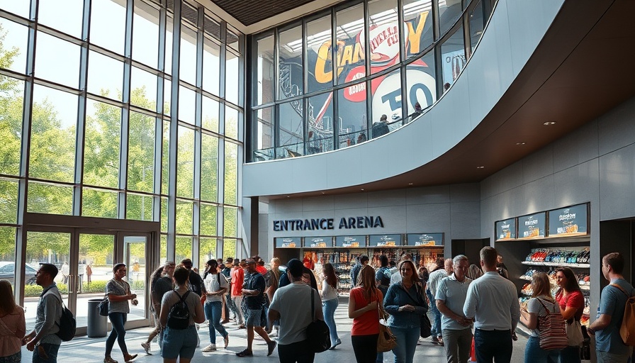 Nationwide Arena renovation showcasing a modern team store entrance.