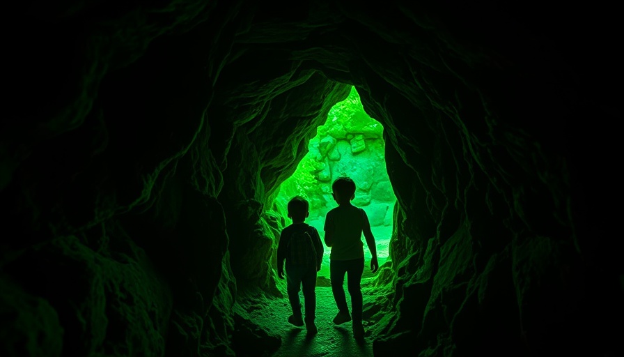 Children exploring Olentangy Caverns in Columbus, vibrant cave glow.