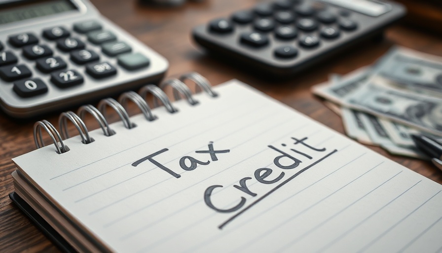 Tax credits for small businesses concept with notebook and calculator.