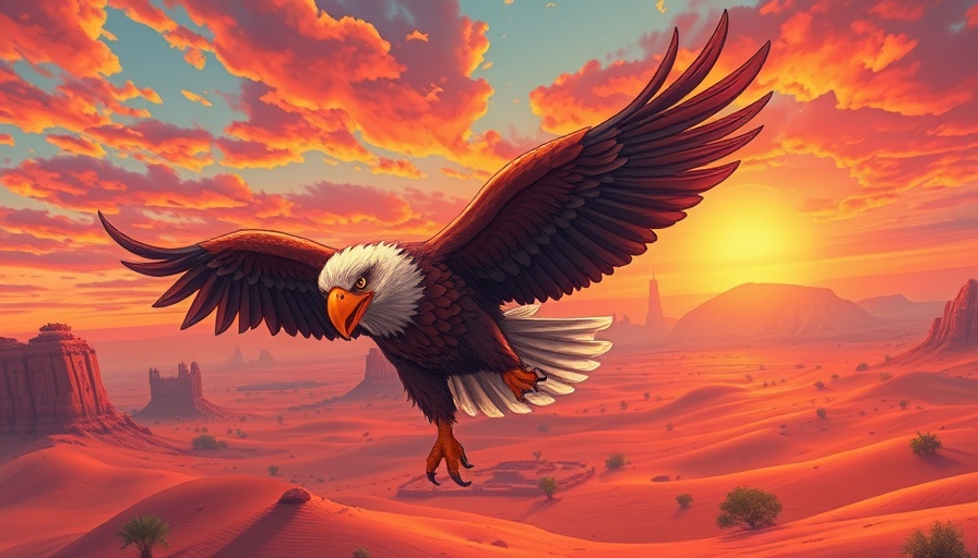 Eagle carrying money bags symbolizes millionaire migration trends.