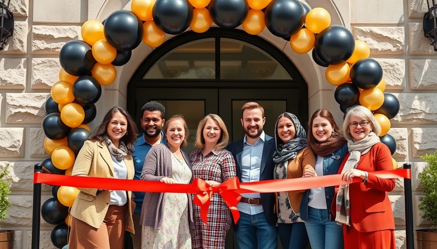 Delaware mixed-use development ribbon-cutting ceremony with attendees.