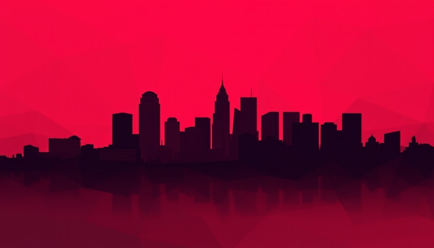 Abstract Columbus Ohio cityscape with vibrant geometric background