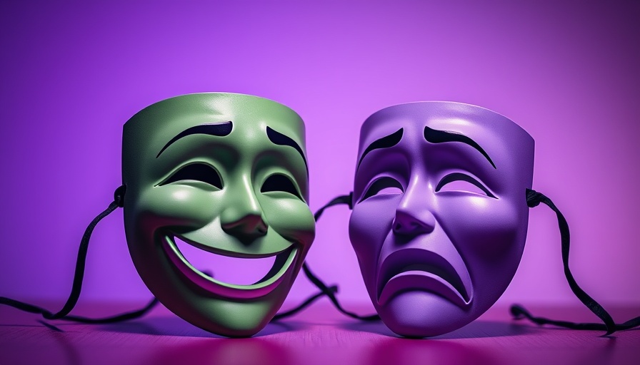 Theater masks representing economic impact of Waitress musical.