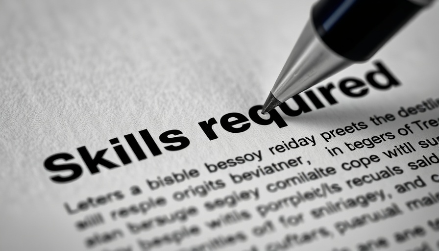 Close-up of job listing text highlighting high demand skills among employers.