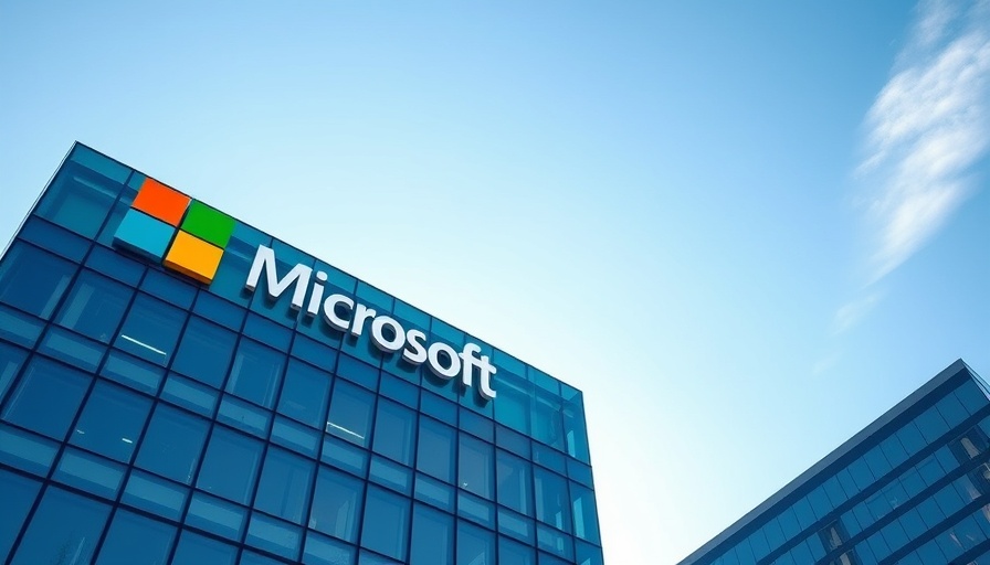 Microsoft headquarters with company logo against clear blue sky.