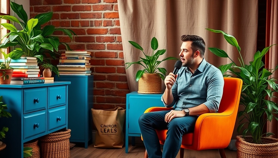 Interview setting discussing AI therapy privacy concerns, man speaking into microphone.