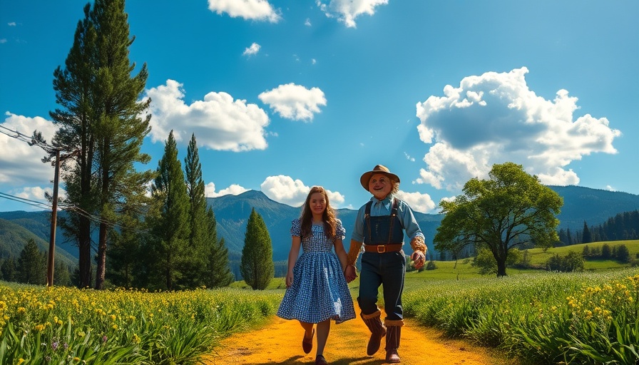AI enhanced Wizard of Oz screening scene with Dorothy and Scarecrow.