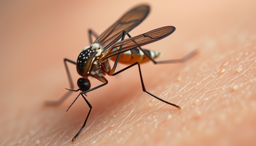 Close-up of a mosquito on skin, illustrating West Nile Virus surge in Columbus