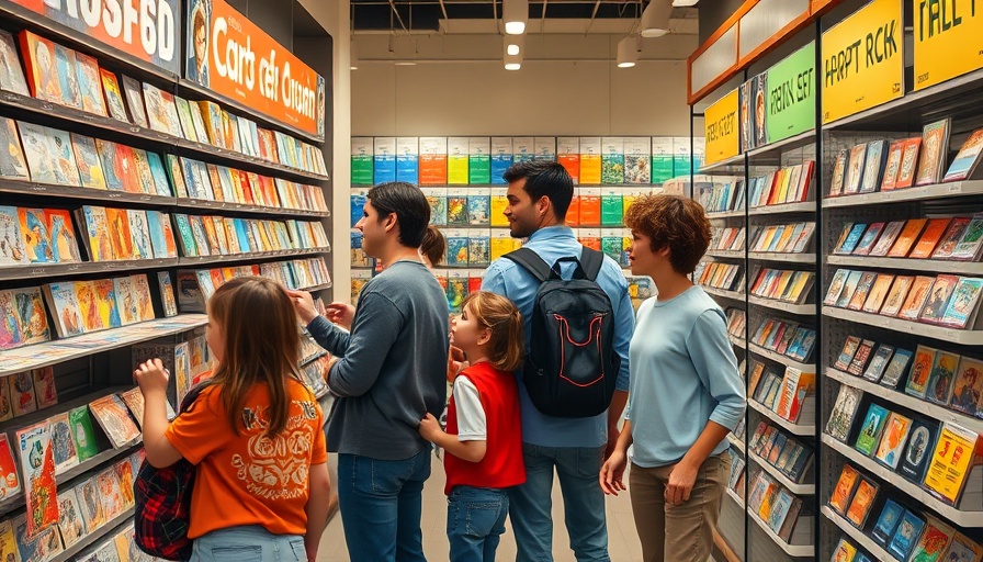 Visitors at Midwest Cards Columbus examining pack wall.